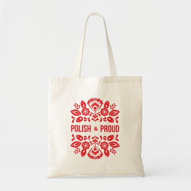 Polish and Proud Poland Polska Red Flowers Tote Bag (Front)