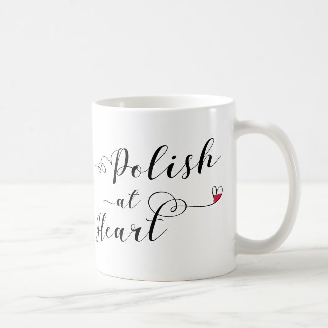 Polish At Heart, Polish Flag, Poland Coffee Mug (Right)