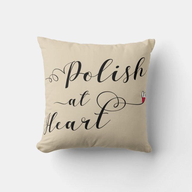 Polish At Heart Throw Cushion, Poland Throw Pillow (Front)