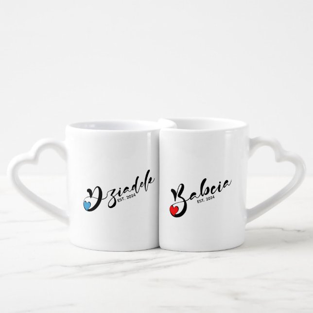 Polish Babcia Dziadek Est Year - Grandparents Coffee Mug Set (Front Nesting)