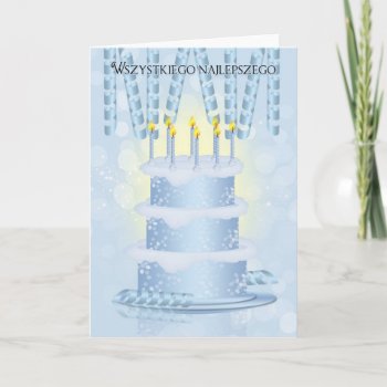 Polish Birthday Cake And Candles Card by moonlake at Zazzle