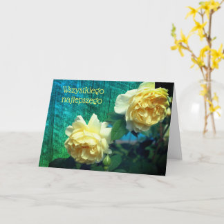 Polish Birthday Sto Lat Yellow Roses Card