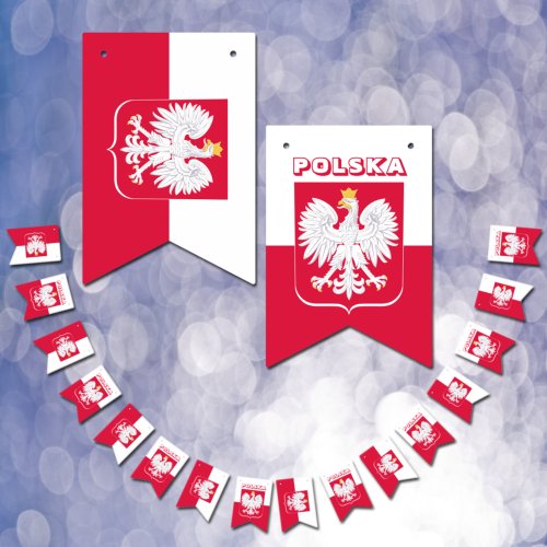 Polish bunting Flags patriotic banners Poland Bunting Flags