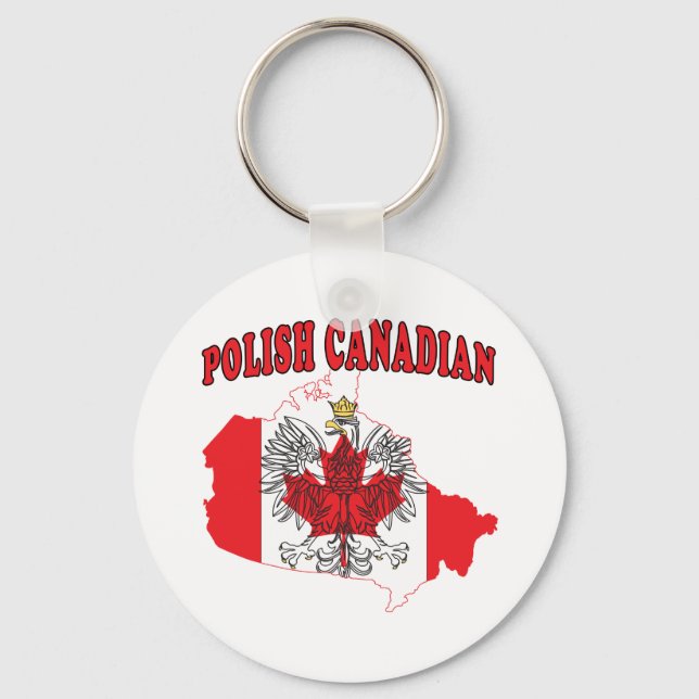Polish Canadian Canada Flag Map Keychain (Front)