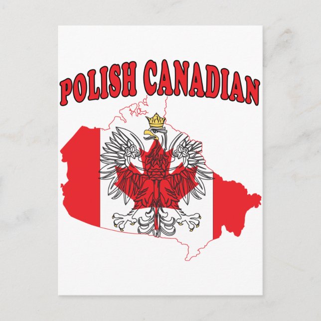 Polish Canadian Canada Flag Map Postcard (Front)