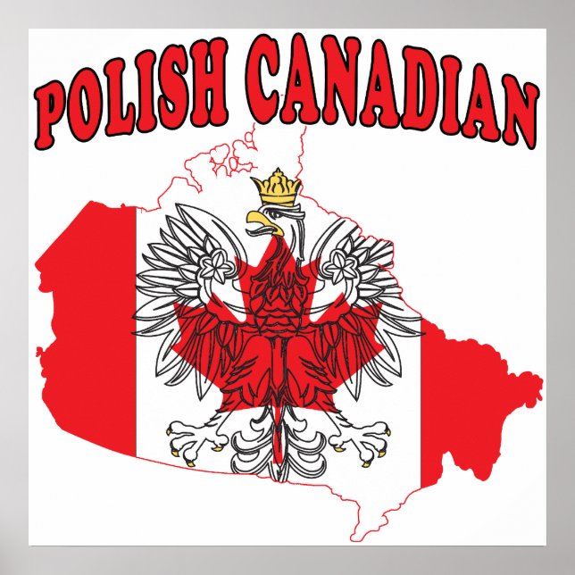 Polish Canadian Canada Flag Map Poster (Front)