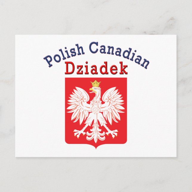 Polish Canadian Eagle Shield Dziadek Postcard (Front)