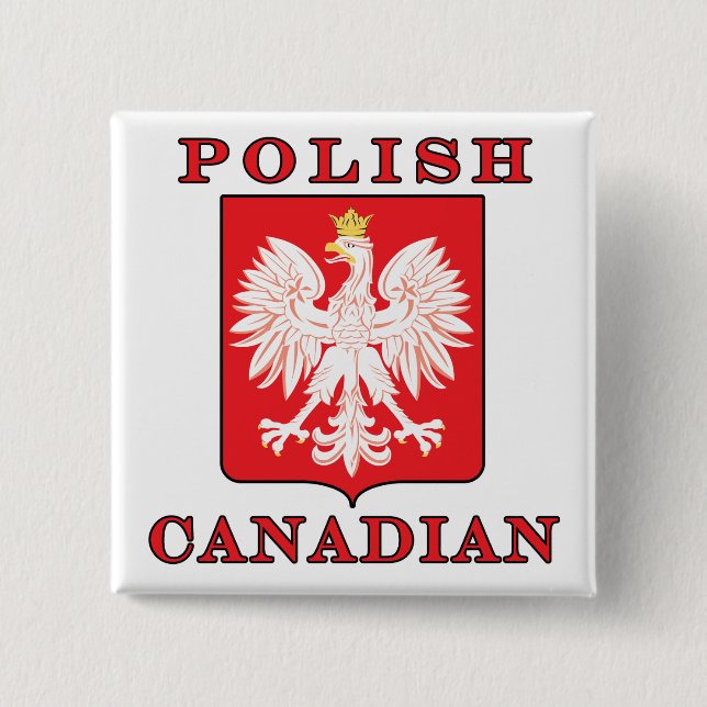Polish Canadian Eagle Shield Pinback Button (Front)