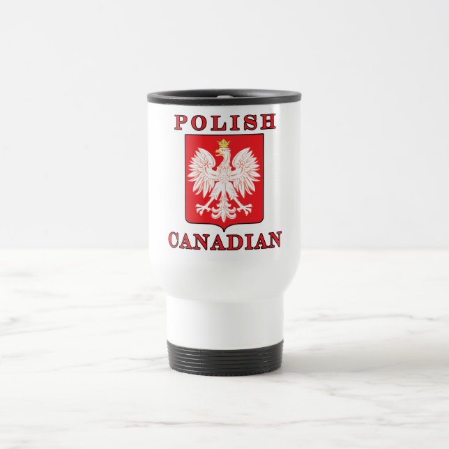 Polish Canadian Eagle Shield Travel Mug (Center)
