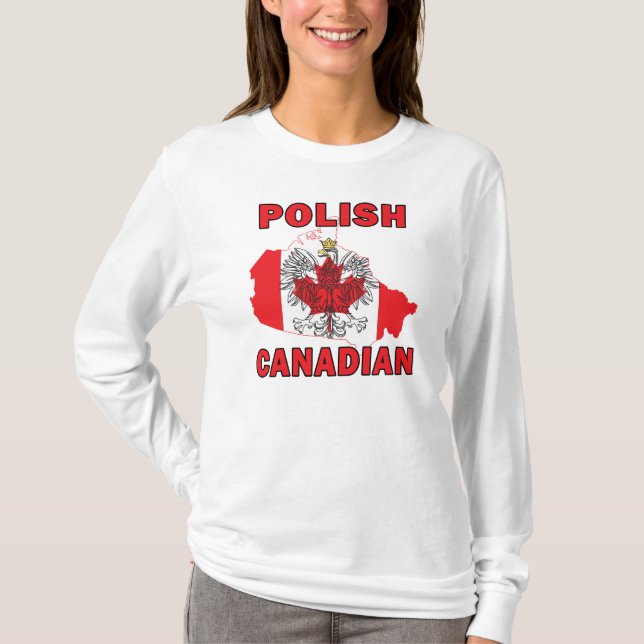 Polish Canadian Flag Canada Map T-Shirt (Front)