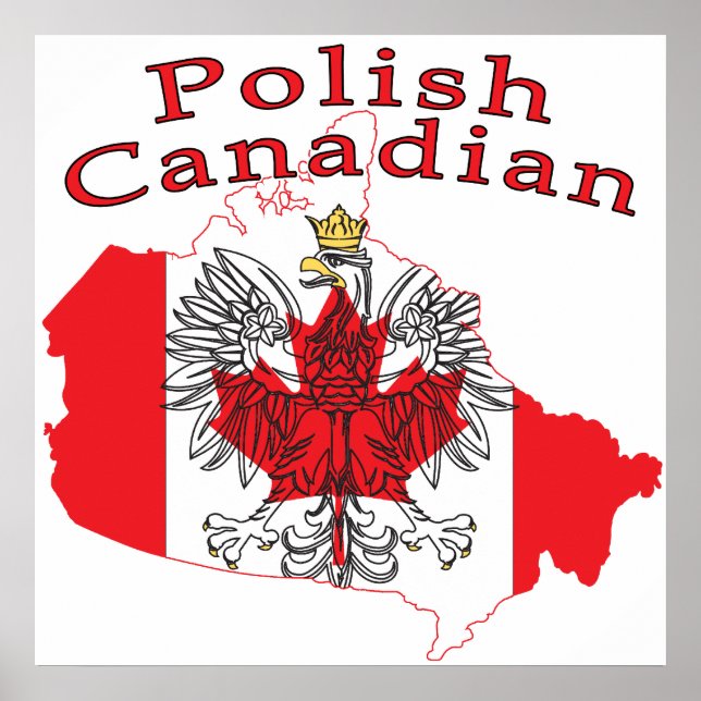 Polish Canadian Flag Map Poster (Front)