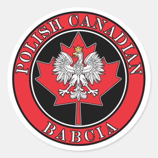Polish Canadian Maple Leaf Babcia Classic Round Sticker (Front)