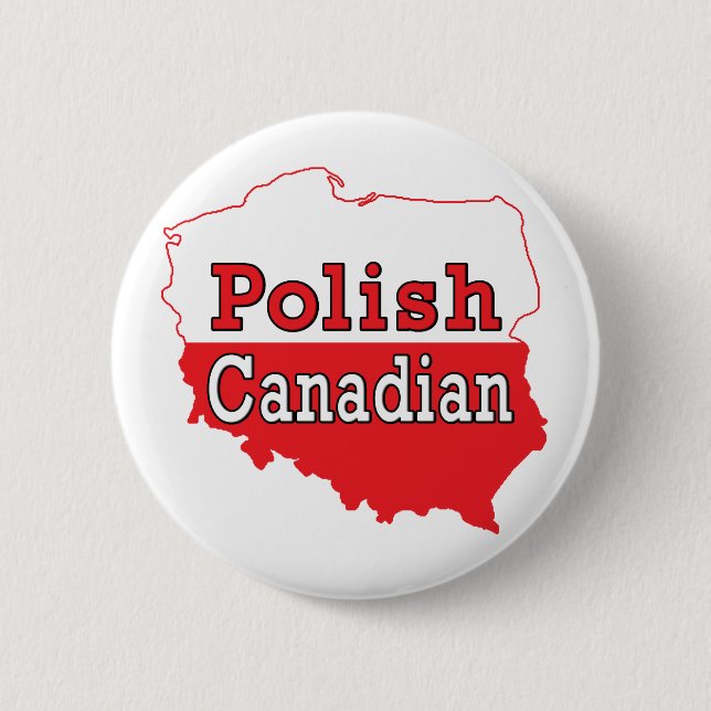 Polish Canadian Polish Map Pinback Button (Front)
