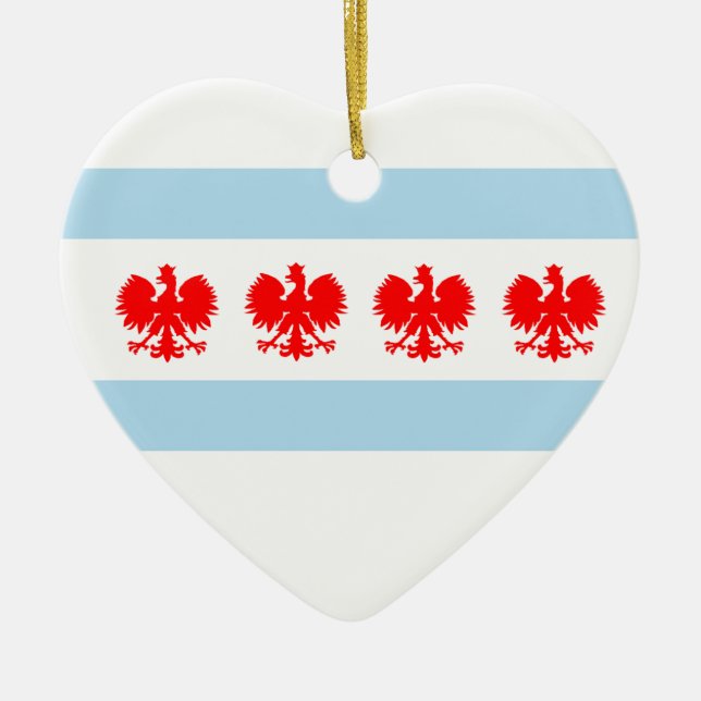 Polish Chicago Flag Ceramic Ornament (Front)