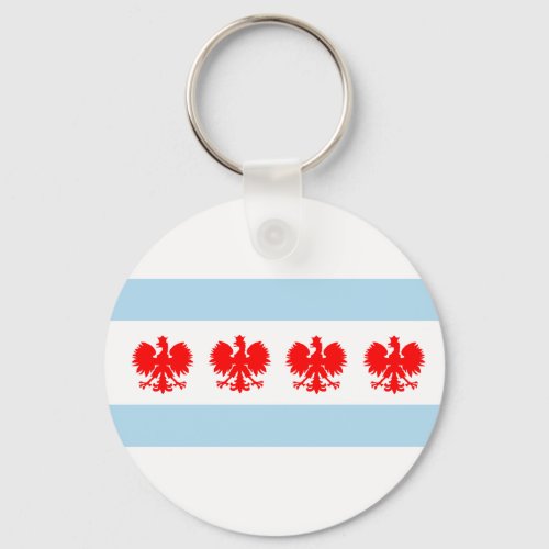 Polish Chicago Flag Keychain