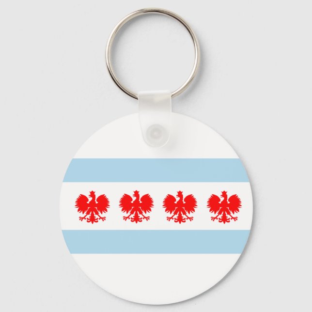 Polish Chicago Flag Keychain (Front)