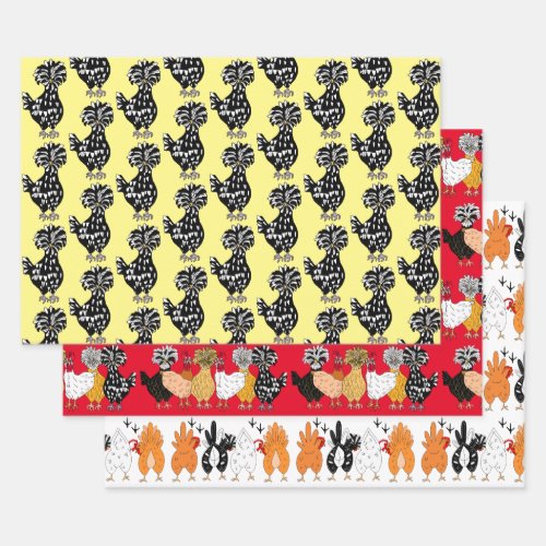 Polish Chickens and Hens Cute Country Wrapping Paper Sheets