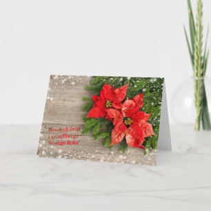 Polish Chrismas - Christmas tree with Poinsettias Holiday Card
