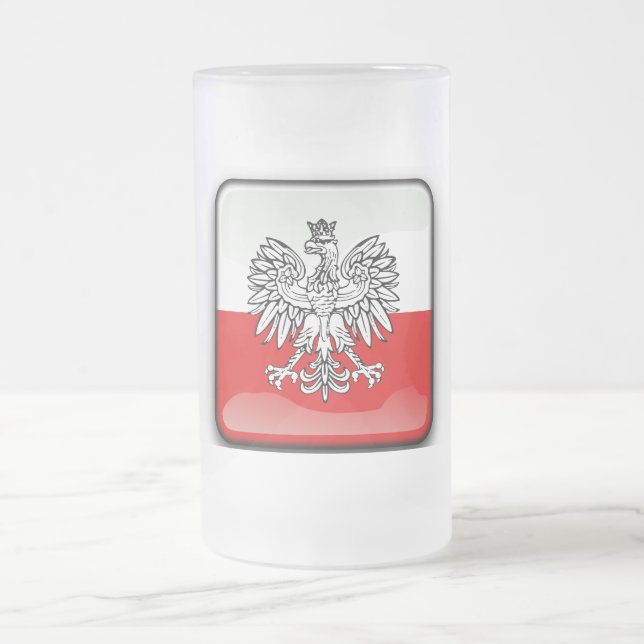 Polish Coat of arms Frosted Glass Beer Mug (Center)