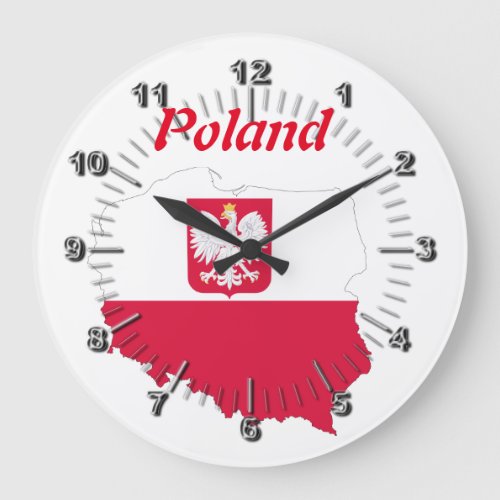 Polish country flag large clock