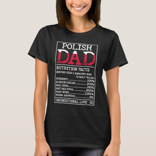 Polish Dad Nutrition Facts  Poland Fathers Day App T_Shirt