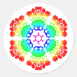 Polish design flowers classic round sticker