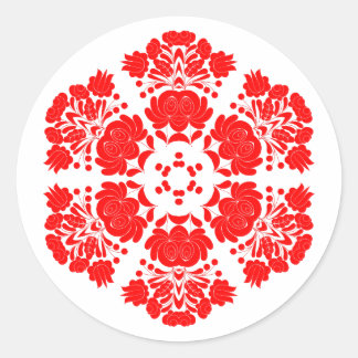 Polish design flowers classic round sticker