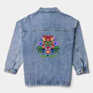 Polish design flowers. denim jacket
