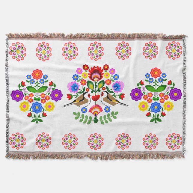 Polish design flowers. throw blanket (Front)