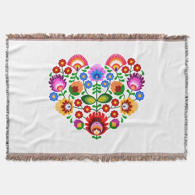 Polish design flowers. throw blanket (Front)