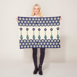 Polish design of traditional ceramics fleece blanket