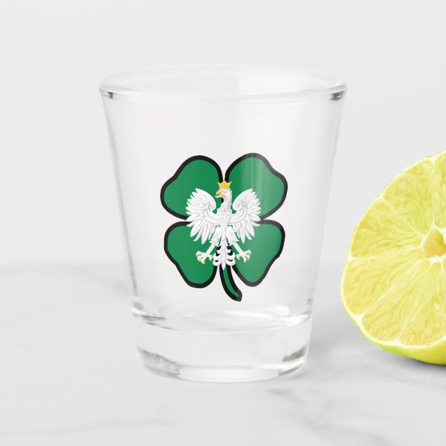 Polish Eagle Clover Shot Glass (Front)