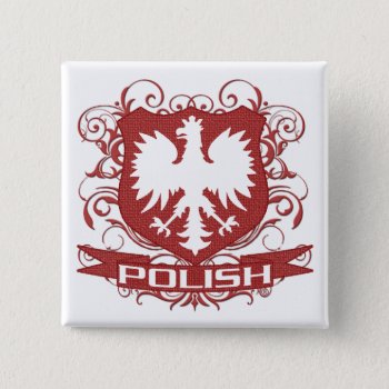 Polish Eagle Crest Button by clonecire at Zazzle