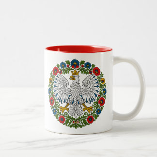 Polish Eagle Floral Folk Art Two-Tone Coffee Mug
