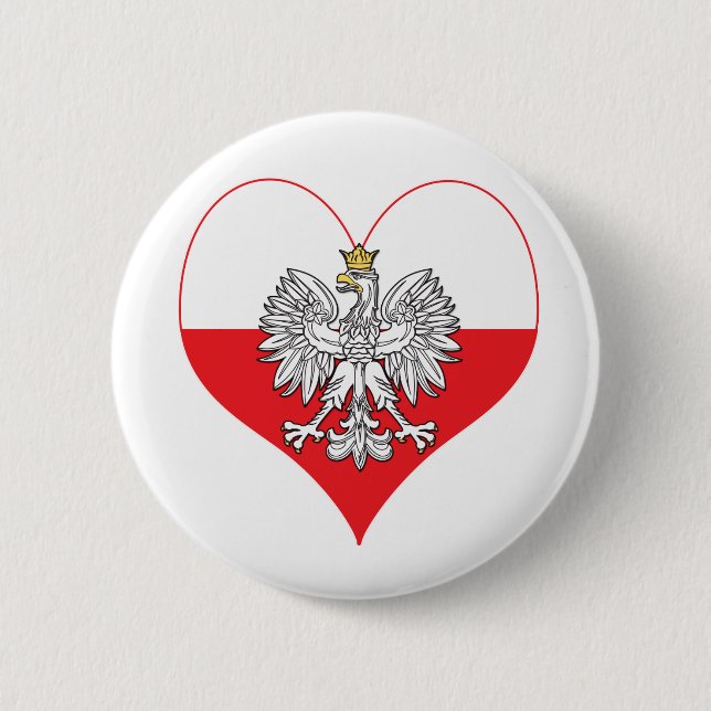 Polish Eagle Heart Button (Front)