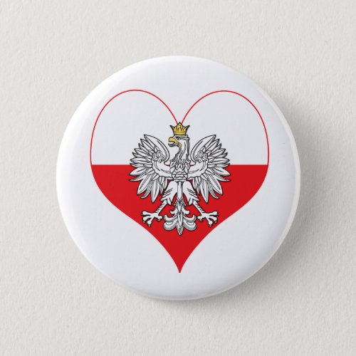Polish Eagle Heart Button