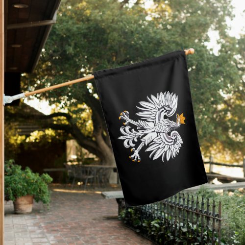 Polish Eagle on Black Flag Poland patriots House Flag