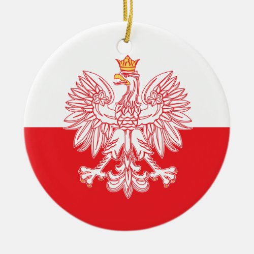 Polish Eagle Outlined In Red Ceramic Ornament