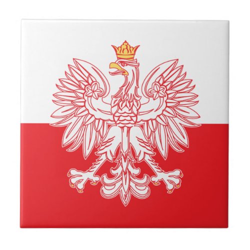 Polish Eagle Outlined In Red Ceramic Tile