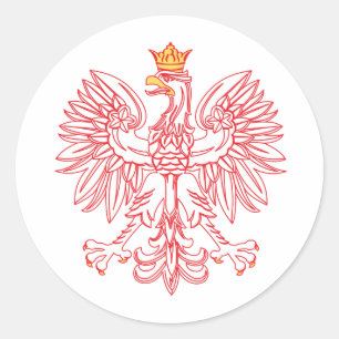 Polish Eagle Outlined In Red Classic Round Sticker