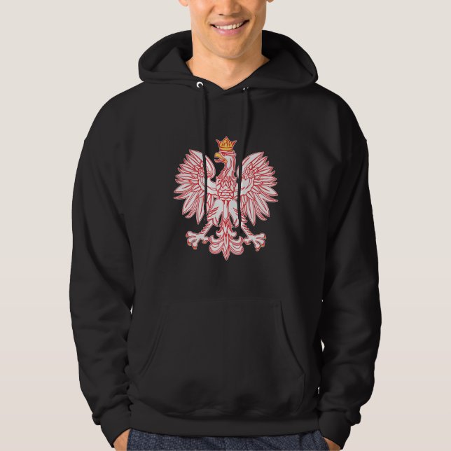 Polish Eagle Outlined In Red Hoodie (Front)