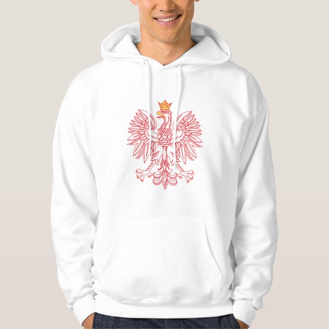 Polish Eagle Outlined In Red Hoodie (Front)