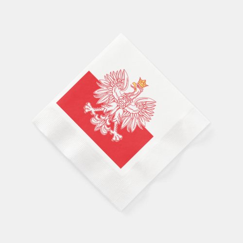 Polish Eagle Outlined In Red Napkins