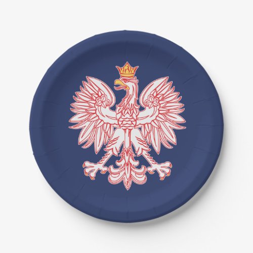 Polish Eagle Outlined In Red Paper Plates