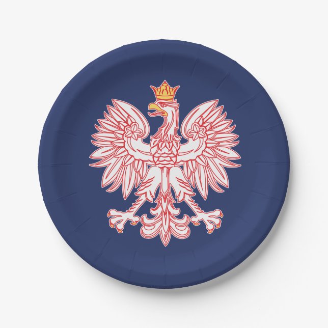 Polish Eagle Outlined In Red Paper Plates (Front)