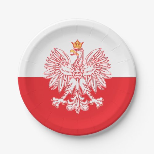 Polish Eagle Outlined In Red Paper Plates