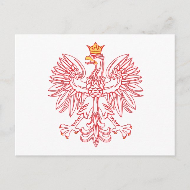 Polish Eagle Outlined In Red Postcard (Front)