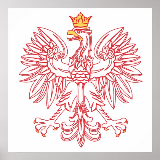 Polish Eagle Outlined In Red Poster | Zazzle.com