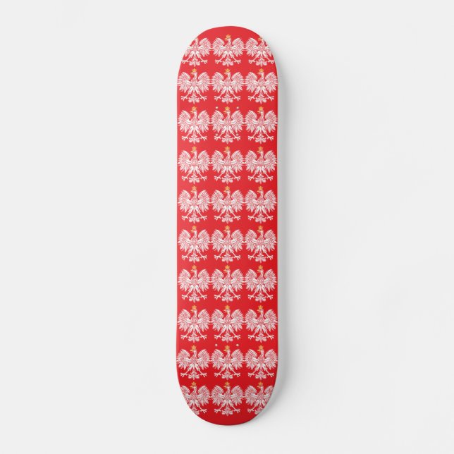 Polish Eagle Outlined In Red Skateboard Deck (Front)
