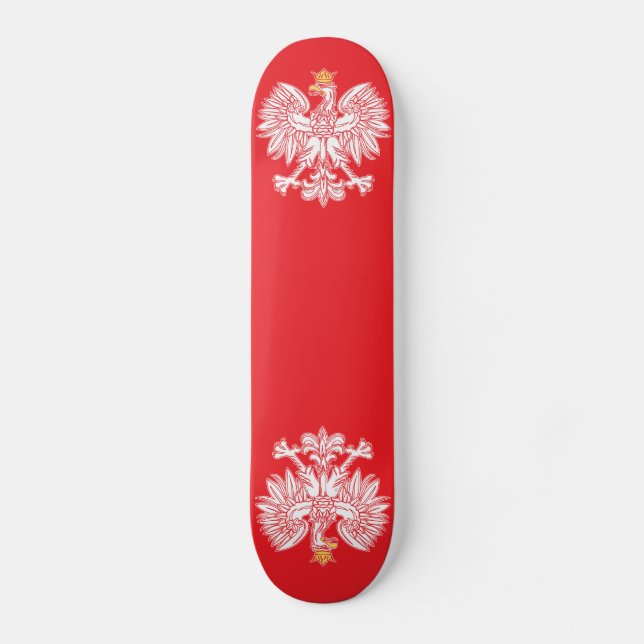 Polish Eagle Outlined In Red Skateboard Deck (Front)